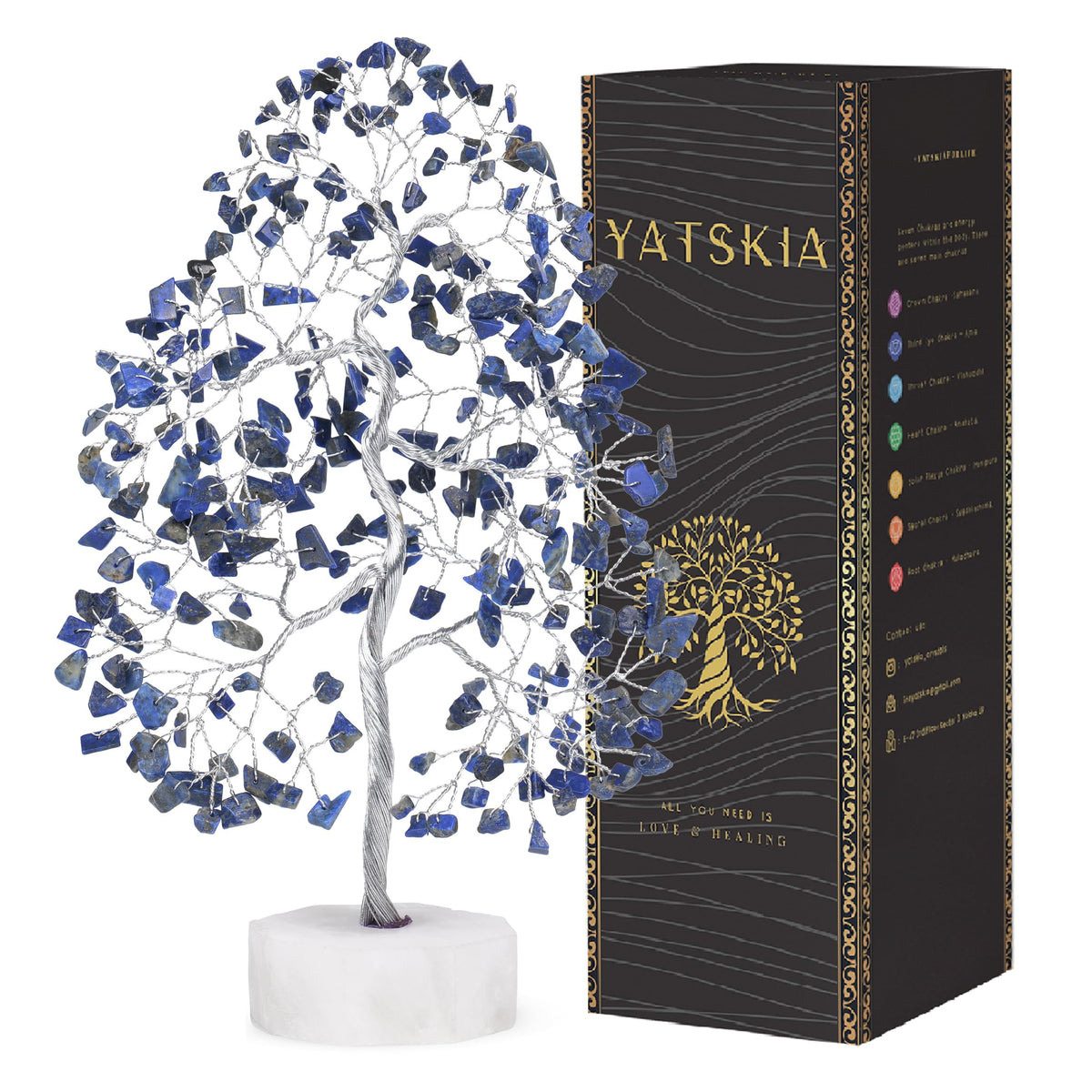 Lapis Lazuli Gemstone Tree, Crystal Tree for Positive Energy, Crystals and Healing Stones, Tree of Life, Chakra Tree - Luck, Thoughtful Gifts for Women, Tree of Life Decor, Clever Birthday Gifts