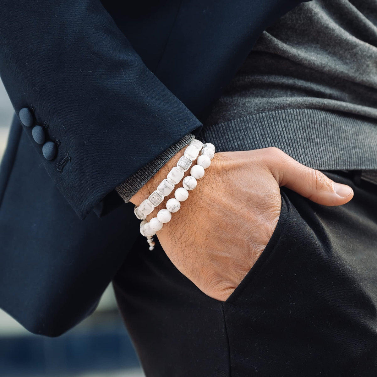 GT collection Flat Bead Bracelet, Gemstone Adjustable Bracelets for Men - Beaded Energy Bracelet for Relaxation and Peace, Handcrafted Men's Jewelry Gifts for Men
