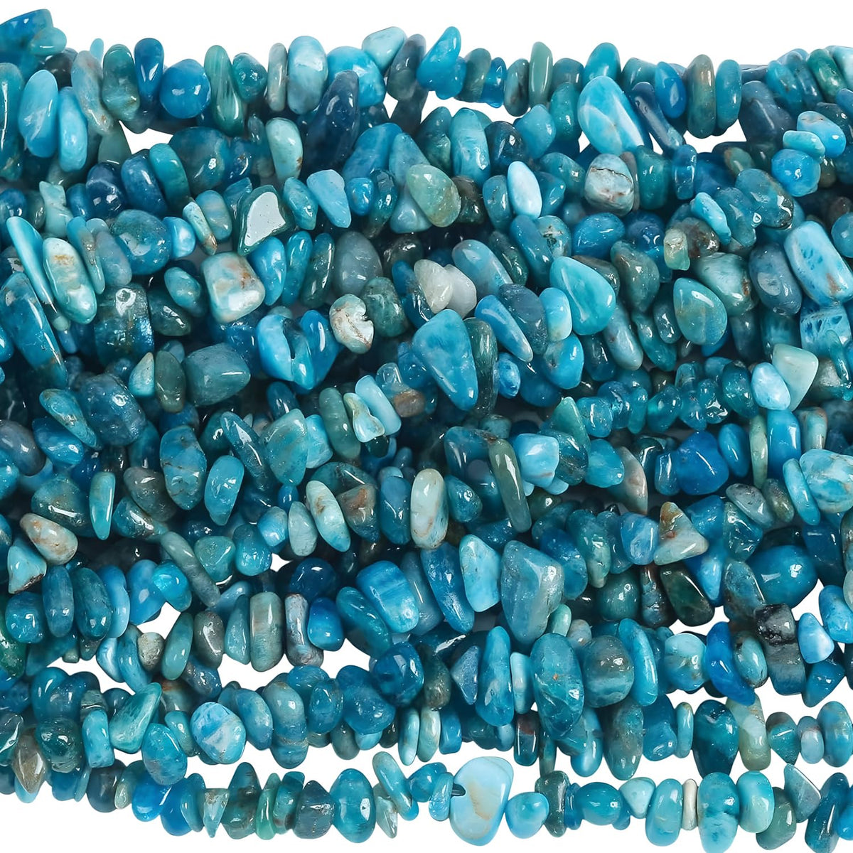 HAAMIIQII 5-8mm Natural Blue Apatite Chips Irregular Genuine Real Freeform Chip Loose Gemstone Beads Energy Healing Beads for Jewelry Making Strand 30 Inch