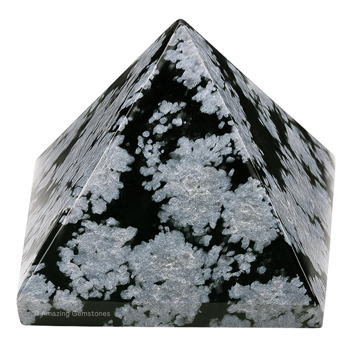 Amazing Gemstone Snowflake Obsidian Pyramid Crystal Healing Stones - 1" Great Pyramid Figurine of Natural Stone Pyramid for Meditation, Reiki, Chakra Balancing and Crystal Pyramids Grid