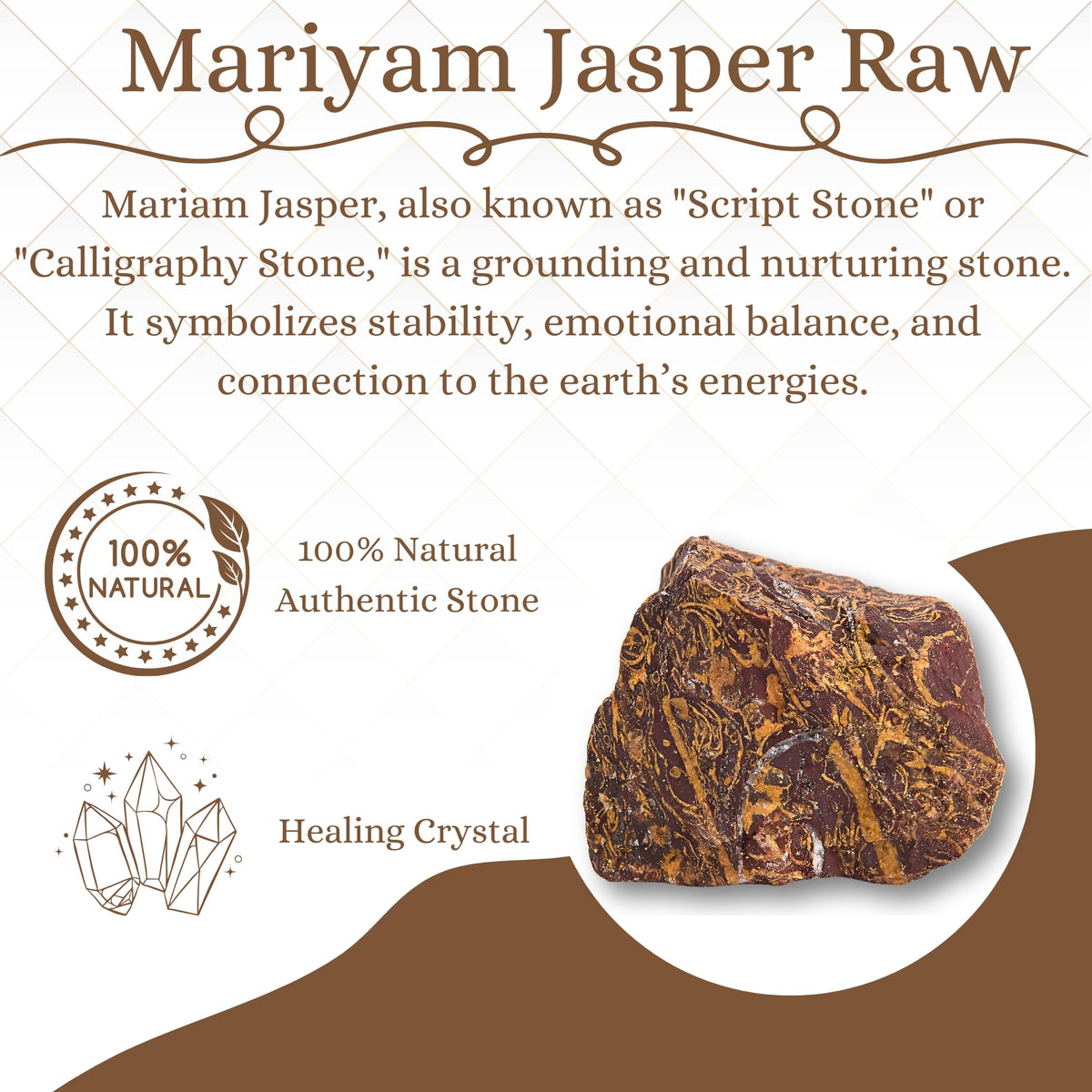 ANAYA AGATE Mariam Jasper 2 Pcs Raw Crystals Rough Gemstones w/Authenticity Card, Velvet Pouch - Large 1.25–2.0" Raw Stones for Tumbling, Cabbing, Polishing, Cutting Natural Healing Crystals for Home Decor, DIY Stones