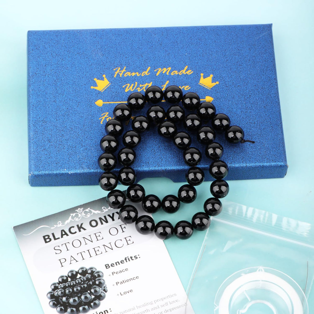 CMBYN Natural Stone Beads Round Genuine Real Stone Beading Strand Loose Gemstones DIY Smooth Bead for Bracelet Necklace Earrings Jewelry Making (Black Onyx, 10mm 36 Pieces)