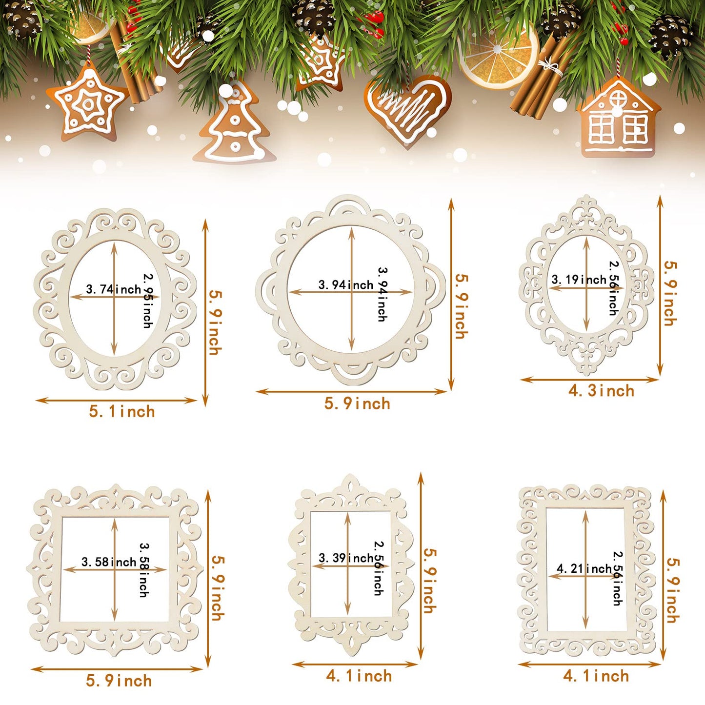 Maitys 18 Pcs Wood Frames for Crafts Unfinished Wood DIY Picture Unfinished Picture Frames Ornament Craft with Ropes for DIY Christmas Tree Hanging Decor Photo Display 5.9 x 4.7 Inch