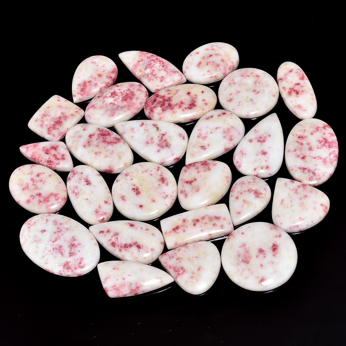 Natural Cinnabar Gemstone- Healing Crystals for DIY Jewelry Making -Loose Natural Cabochon -Perfect for Crafting Unique Jewelry Designs -Gift for Her, Mother and Wife (5 pcs, 25-35 mm)