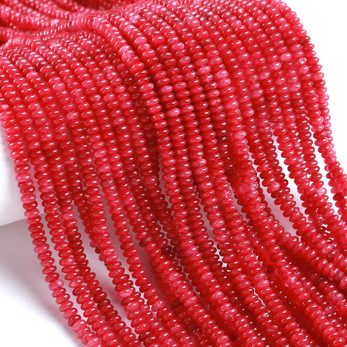 150PCS 2x4mm Natural Red Jade Stone Rondelle Beads Abacus Disk Stone Beads Round Loose Spacer Gemstone for DIY Bracelet Necklace Jewelry Making