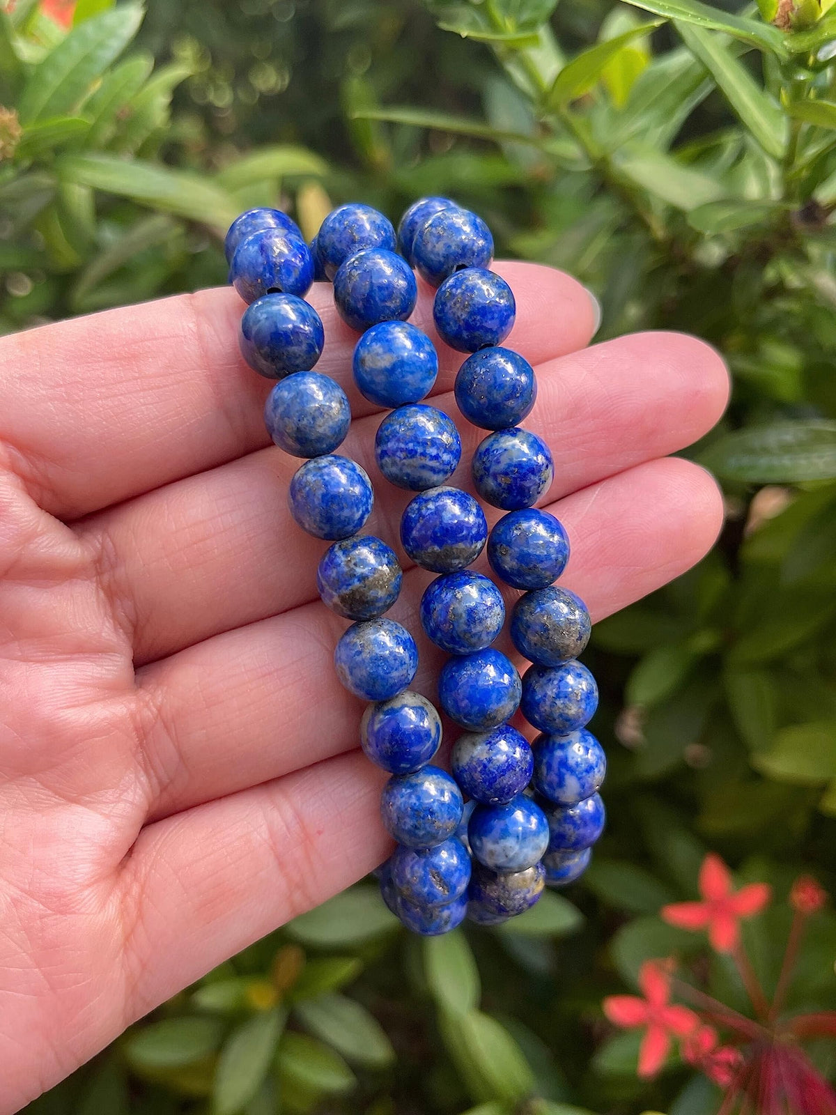 GAF TREASURES Lapis Lazuli Crystal Bead Bracelet 8mm, Genuine Lapis Lazuli Stretch Gemstone Bracelet, Healing Crystal Bracelet, Gift for Men & Women (1)