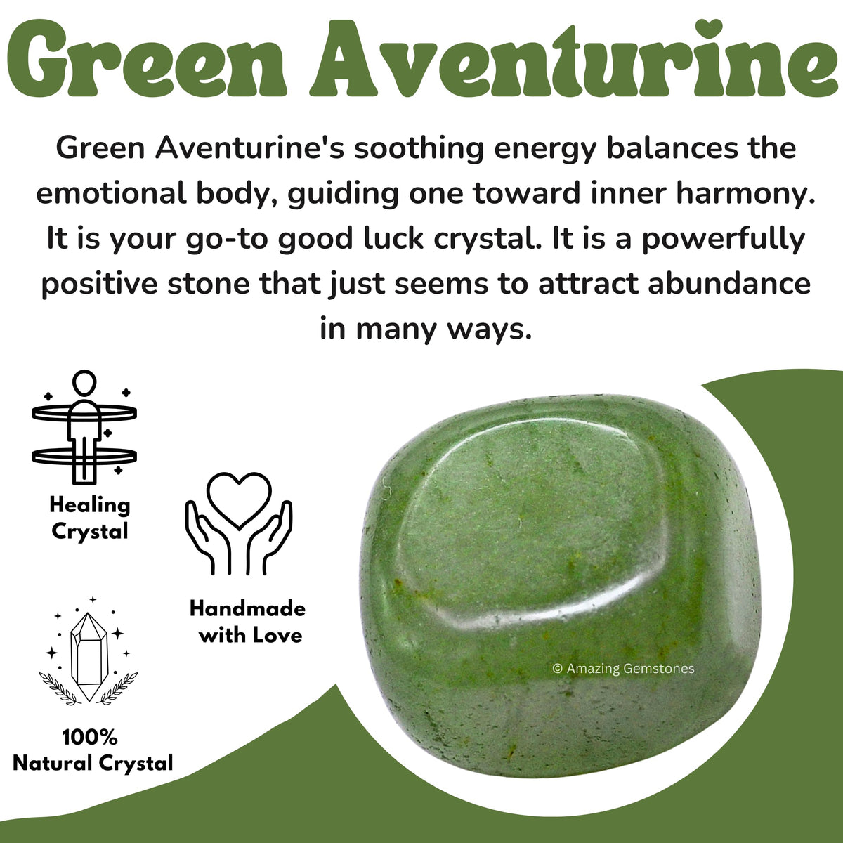 Amazing Gemstone Green Aventurine Crystals and Healing Stones Tumbled - 1 oz Green Aventurine Stone, Natural Healing Stones for Energy Balance, Stress Relief - Premium Polished Gems Rocks