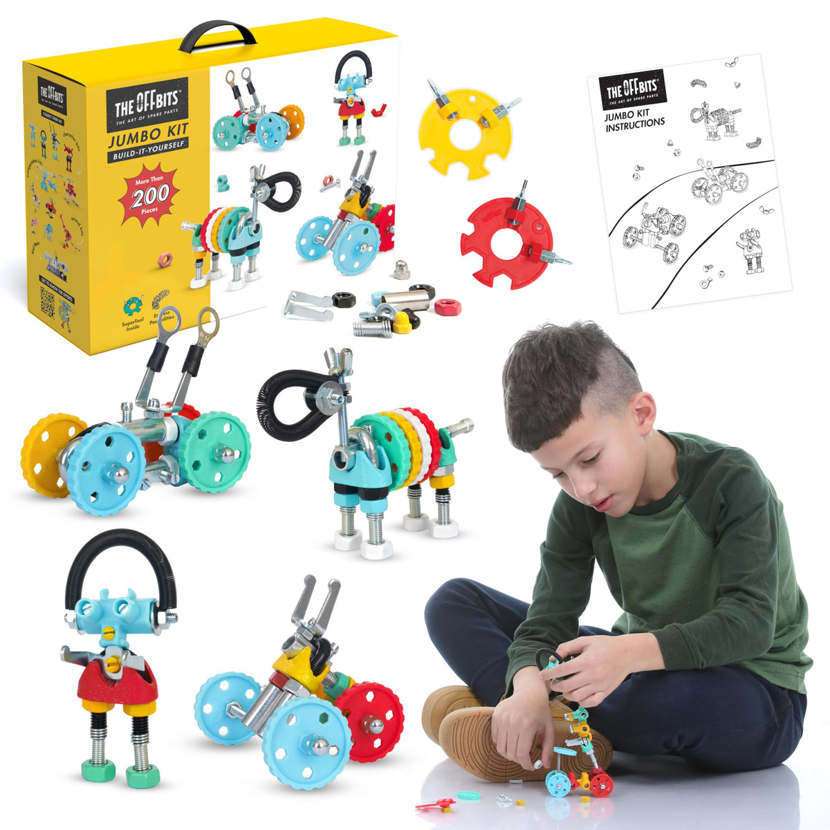 The Off Bits Educational STEM Toys for 6+: Robot Toy Building Sets, 3-in-1 Engineering Kit for Boys and Girls, Build Your Own STEM Building Toys with Endless Possibilities (Jumbo Kit)