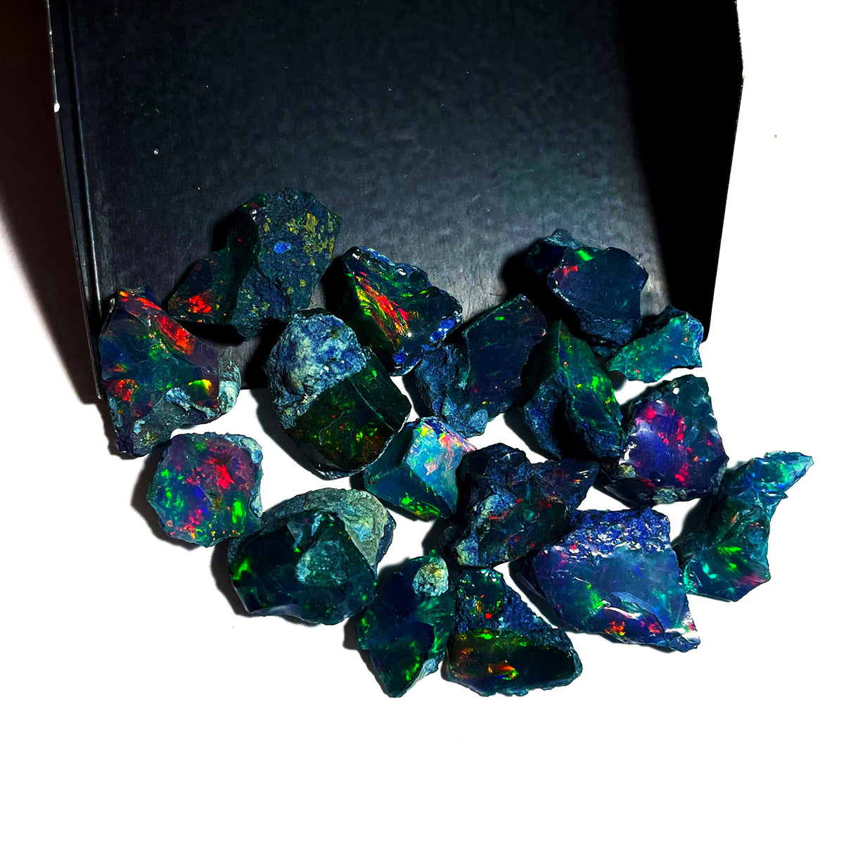 Black Opal Rough 5 Pcs 7x10 mm AAA Quality Black Opal Raw,Natural Ethiopian Opal Gemstone Rough, Welo Multi Fire BlackOpal