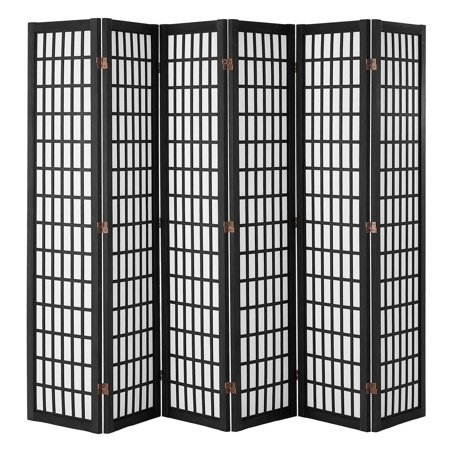 Amacv Room Divider, 6 Panel Japanese Room Divider, Folding Privacy Screen Indoor, Portable Partition Dividers and Decoration Screens, for Room Separation, Home, Office, Restaurant & Bedroom (Black)