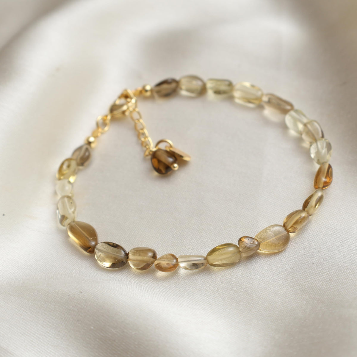 Gempires Lemon Quartz Beaded Bracelets Lightweight Handmade Gemstone Jewelry Hypoallergenic 8 Inch Gold Plated Everyday Jewelry Gifts For Woman