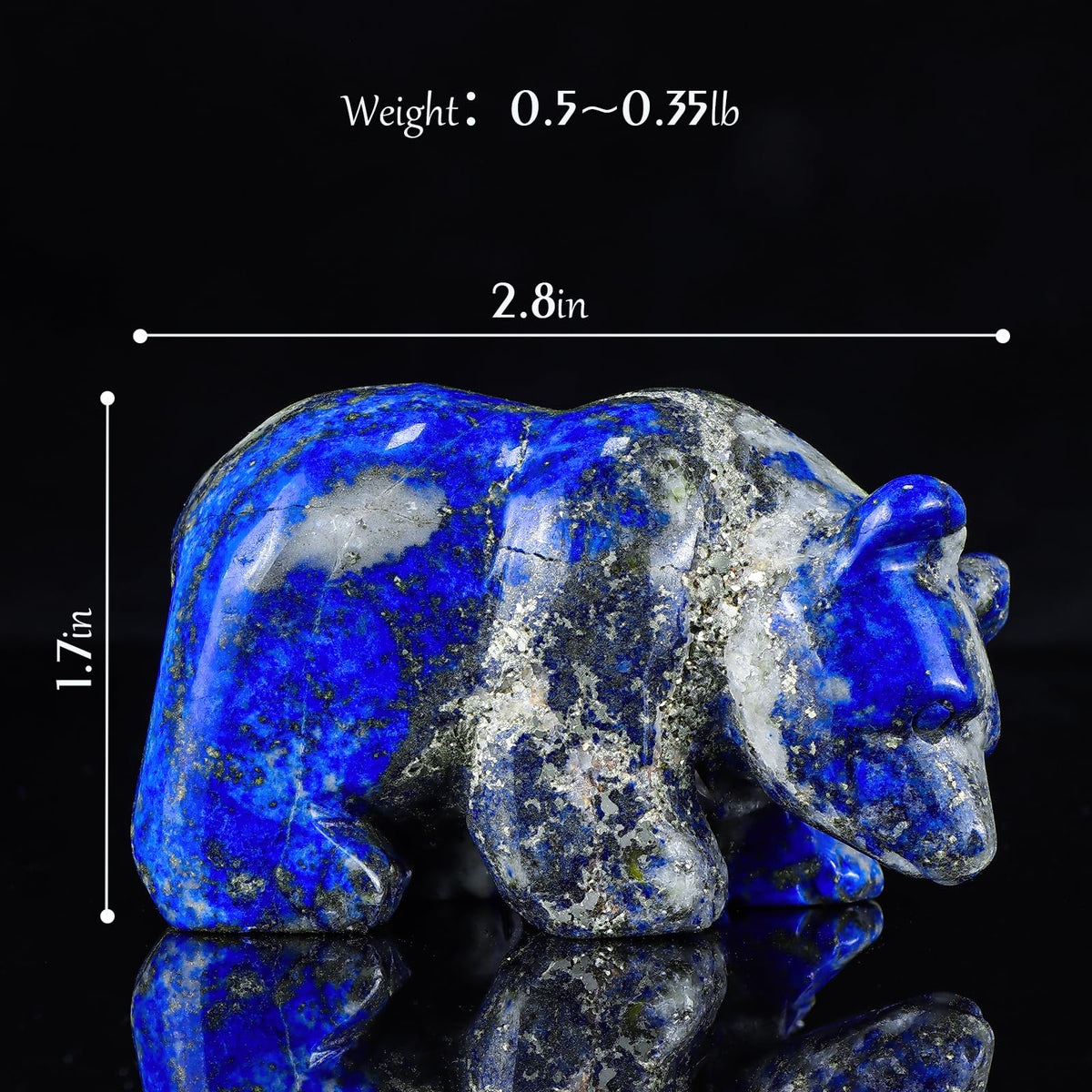 Hxswkk 3" Crystal Bear Figurine Collectibles, Hand Carved Gifts, Animal Sculpture Statue, Home Office Desk Decoration Ornaments (Lapis Lazuli)