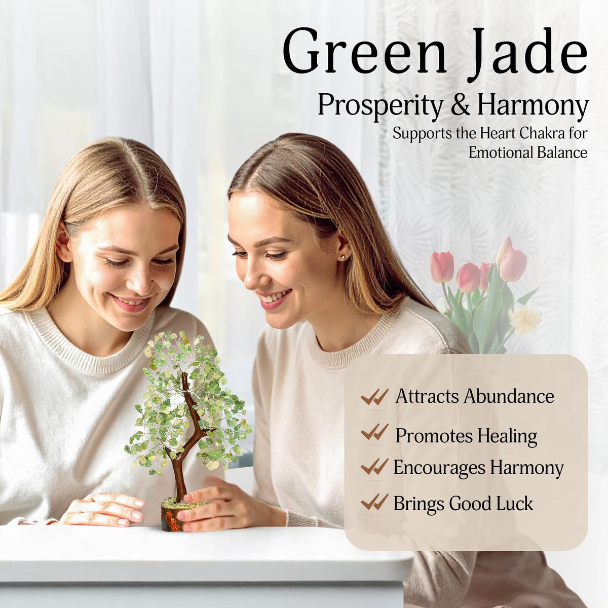 YATSKIA Green Jade Crystal Tree of Life - Crystals and Stones - Gemstone Tree - Crystals Decor - Feng Shui Decor - Crystal Gifts for Women
