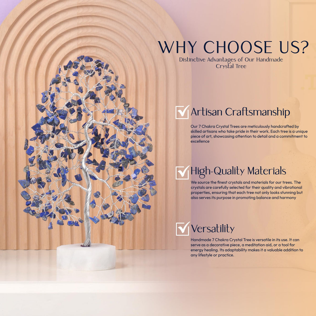 Lapis Lazuli Gemstone Tree, Crystal Tree for Positive Energy, Crystals and Healing Stones, Tree of Life, Chakra Tree - Luck, Thoughtful Gifts for Women, Tree of Life Decor, Clever Birthday Gifts