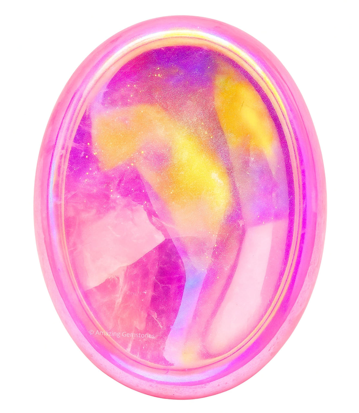 Amazing Gemstone Angel Aura Rose Quartz Worry Stone Crystals & Healing Stones - Worry Stones for Stress Relief Gifts - Piedra Crystal Fidget for Meditation - Stocking Stuffers and Birthday Gifts