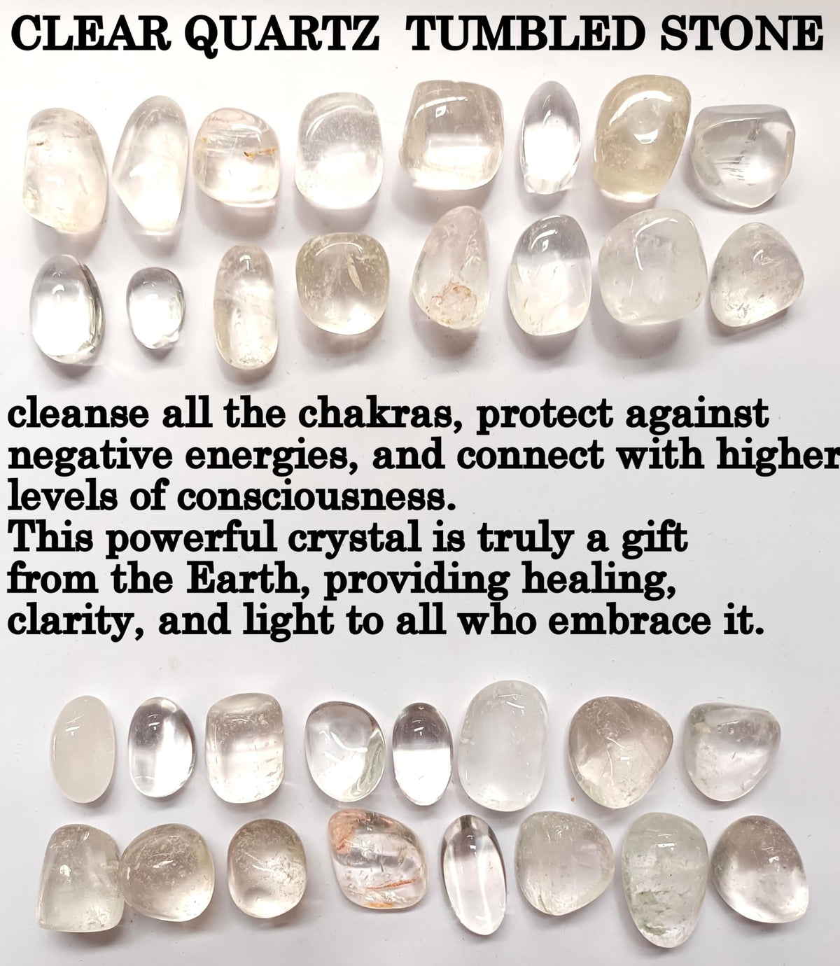 Jet Clear Quartz Tumbled Stones (100gm) – Natural Sphatik Crystal for Positive Energy, Clarity & Cleansing | Reiki, Meditation, Home & Office Décor