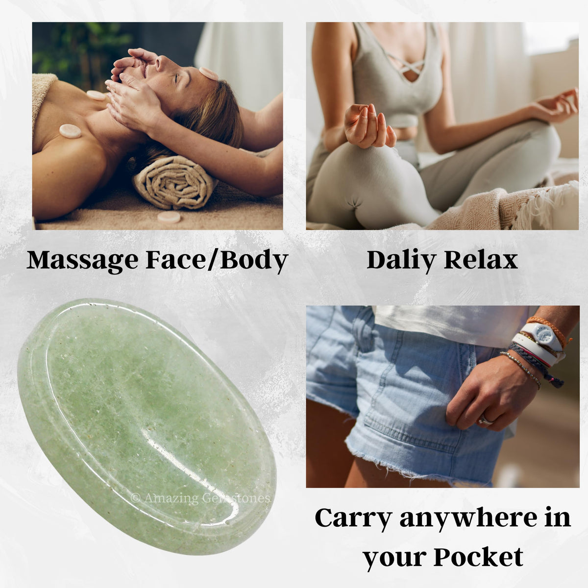Amazing Gemstone Green Aventurine Worry Stone Crystals and Healing Stones - Worry Stones for Stress Relief Gifts - Piedra Crystal Fidget for Meditation - Unique Stocking Stuffers and Birthday Gifts