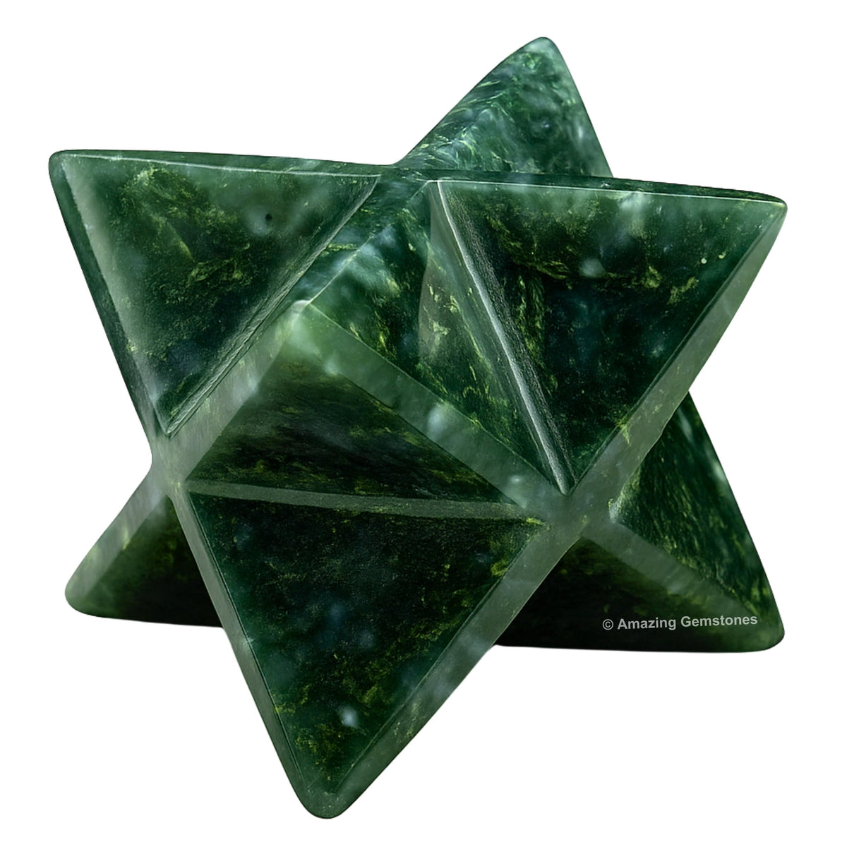 Amazing Gemstone Moss Agate Merkaba Crystal - 1 Inches Metaphysical Merkaba Star for Meditation - Energetic Tetrahedron Crystal and Healing Stones for Spiritual Growth and Healing (20-25mm)