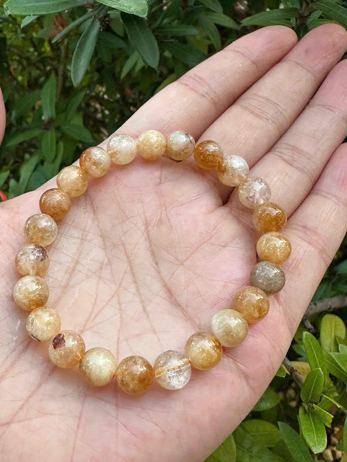 GAF TREASURES Citrine With Quartz Crystal Bead Bracelet 8mm, Genuine Citrine With Quartz Stretch Gemstone Bracelet, Healing Crystal Bracelet, Gift for Men & Women (1)