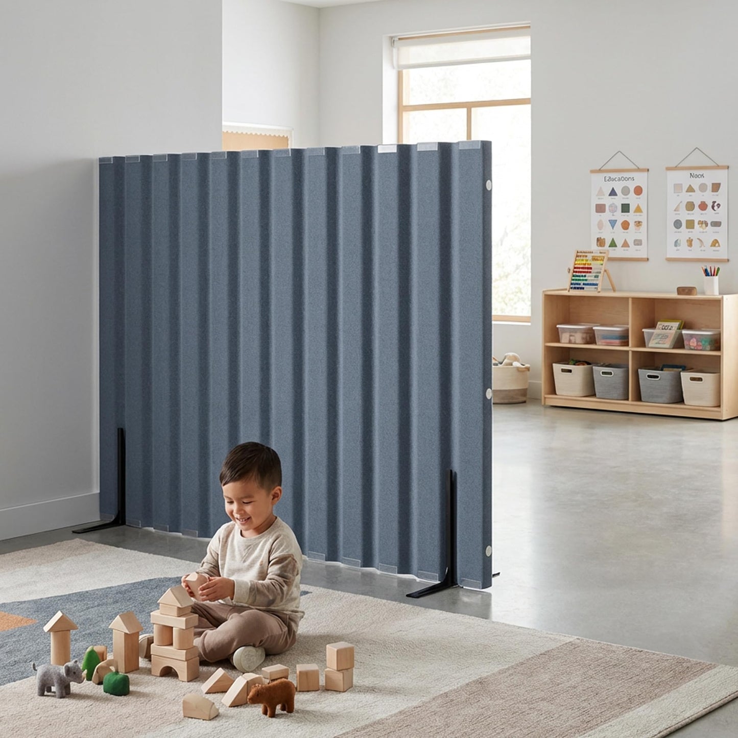 Angeles 48" x 6' Quiet Divider With Sound Dampening Panels, Freestanding Room Divider Wall, Gray