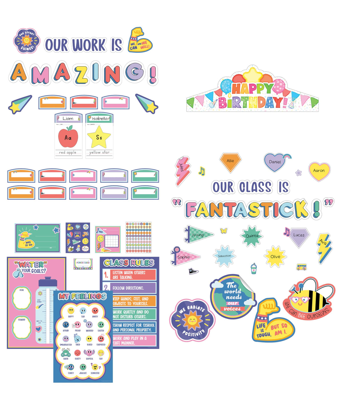 Carson Dellosa We Stick Together 261Pc Classroom Management Set, Colorful Birthday Crowns for Classroom, Motivational Bulletin Board Sets, Feelings Chart, Stickers, Punch Cards & More School Supplies