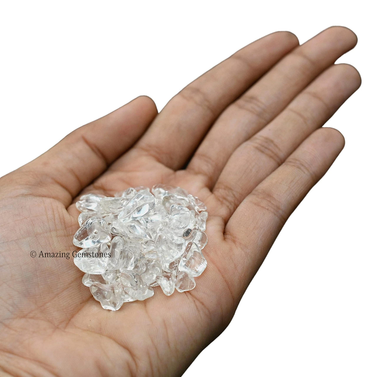 Amazing Gemstone Clear Quartz Crystal Chips Aquarium Gravel Rocks - 1000+ Carat Clear Quartz Chips Bulk Fish Tank Gravel, Small Tumbled Stone Chips and Tiny Crystals for Decoration (Natural AAA Grade)