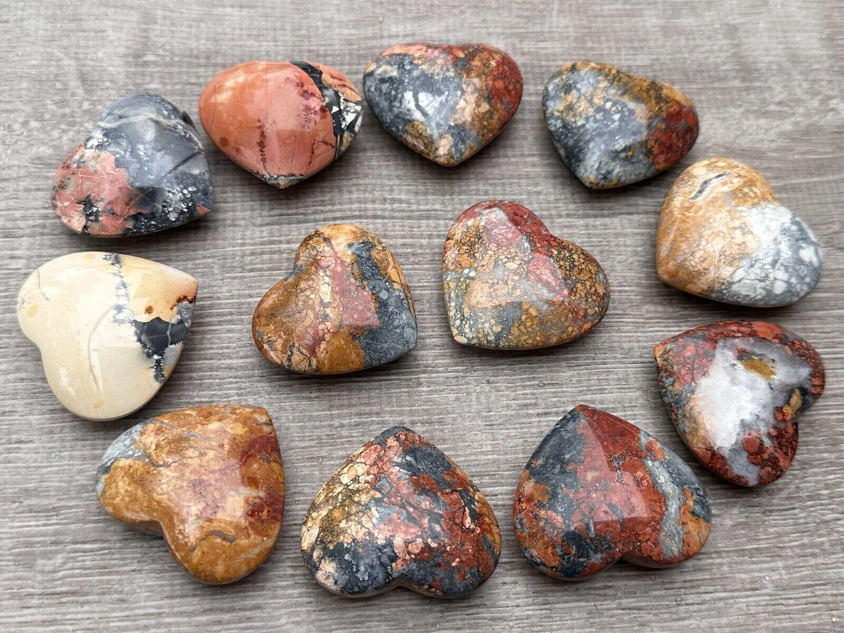 Maligano Gemstone Hearts, Polished Maligano Puffy Hearts, Maligano Crystal Palm Stone, Maligano Healing Crystal Hearts (1 Heart)