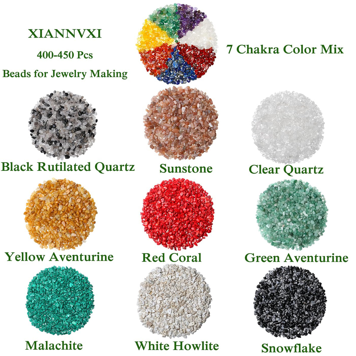XIANNVXI Malachite Beads, Natural Chip Stone Beads 400Pcs Crystal Bead 5-8mm Irregular Healing Crystal Loose Rocks for DIY Jewelry Making