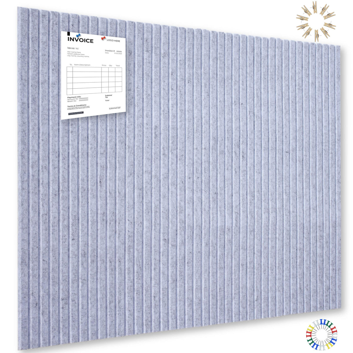 YOUDEFUL Large Cork Board Alternative-12 Pcs Self-Adhesive Felt Bulletin Board Tiles, Felt Pin Board Cork Board Tiles for Home Office Wall Decor, Tack Board 47"x35" (Light Grey