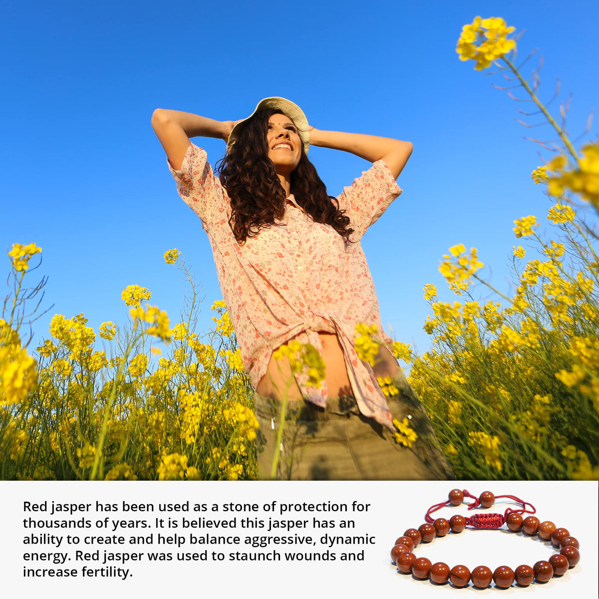 ANAYA AGATE Healing Crystal Bracelet – Chic Gemstone Bracelet for Men and Women – 8mm Round Bead Bracelets for Spiritual Healing, Protection, Positive Energy - Jasper