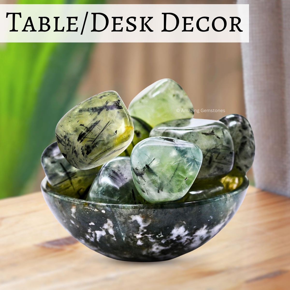 Amazing Gemstone Prehnite Crystals and Healing Stones Tumbled - 1 oz Prehnite Stone Gem Stones, Natural Healing Stones for Energy Balance, Stress Relief - Premium Polished Gems Rocks for Meditation