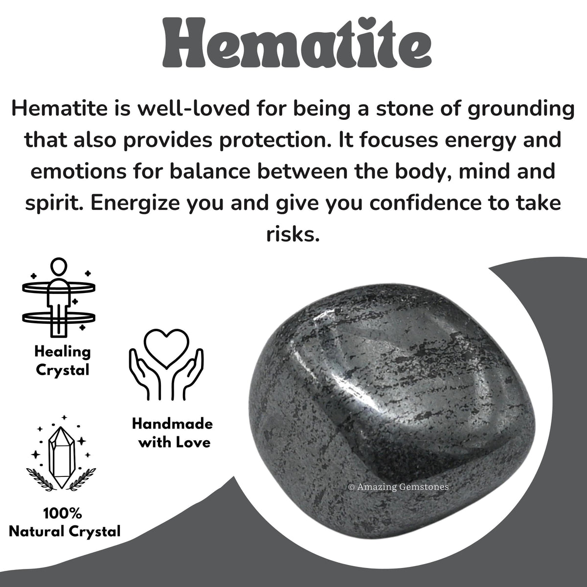 Amazing Gemstone Hematite Crystals and Healing Stones Tumbled - 1 oz Hematite Stone Gem Stones, Natural Healing Stones for Energy Balance, Stress Relief - Premium Polished Gems Rocks for Meditation