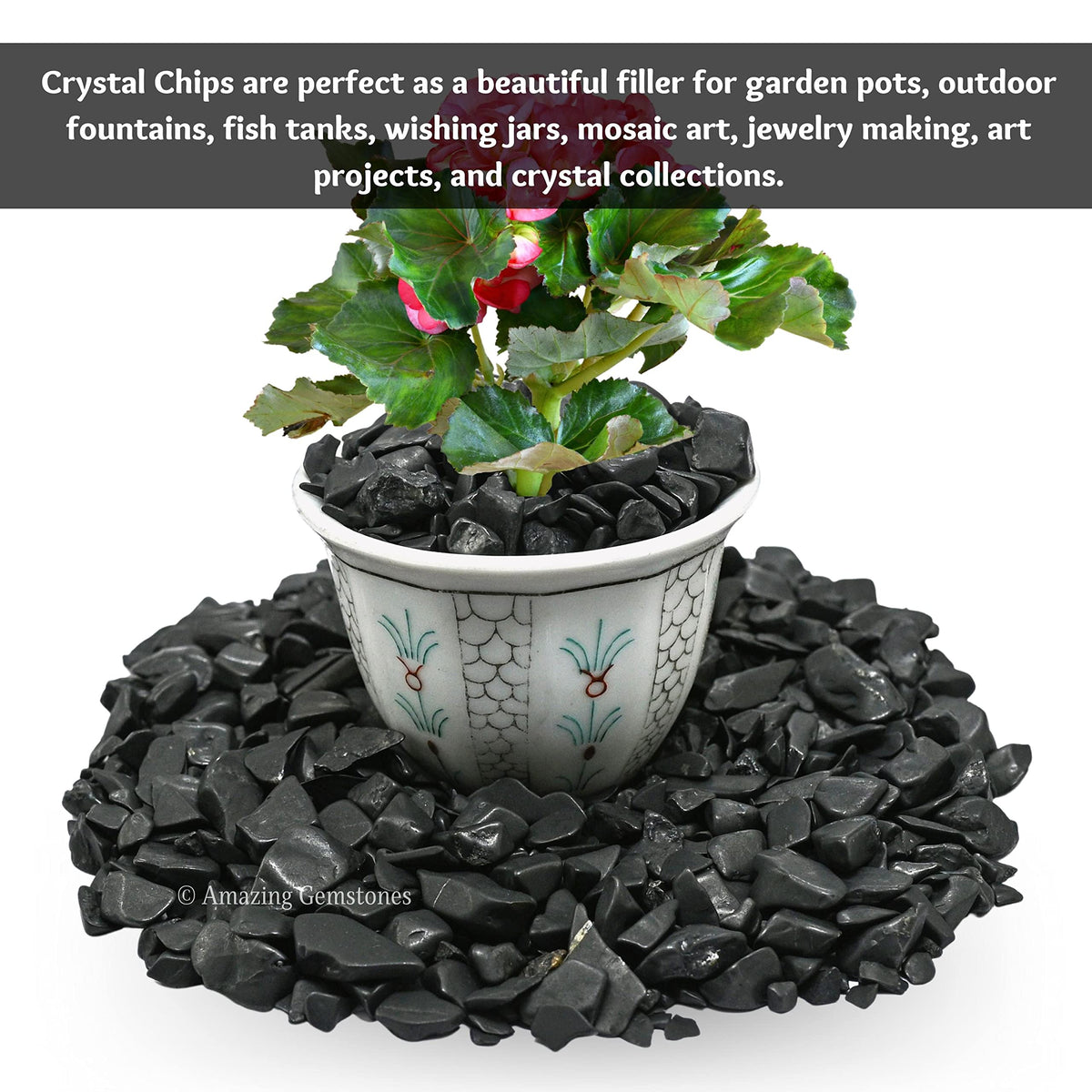 Amazing Gemstone Shungite Crystal Chips Aquarium Gravel Rocks - Shungite Chips Bulk Fish Tank Gravel, Small Tumbled Stone Chips and Tiny Crystals for Decoration (Natural AAA Grade) (1000+ Carat Chips)