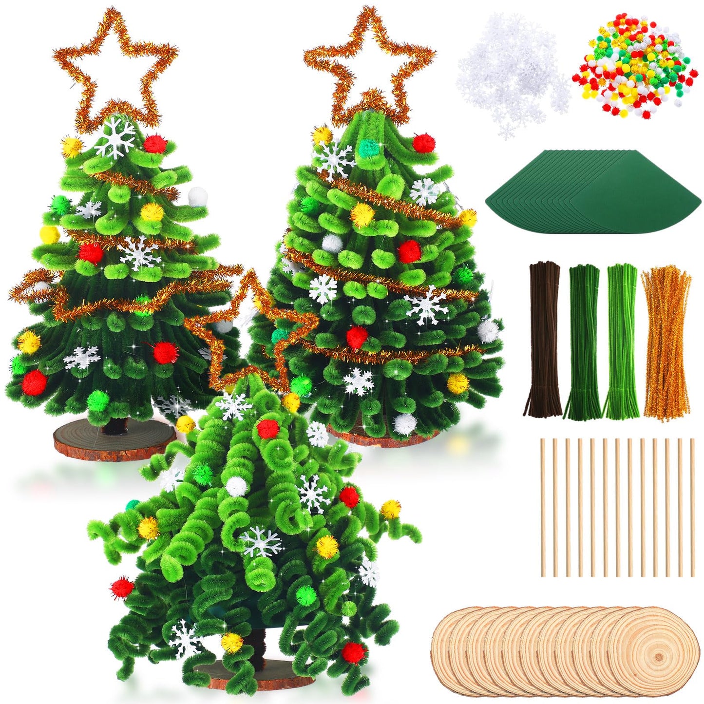 Soulchen 830 Pcs Christmas Pipe Cleaners Craft Christams Colors Chenille Stems Supplies Easy Make Xmas Tree Ornaments Accessories for Holidays Gift School Project