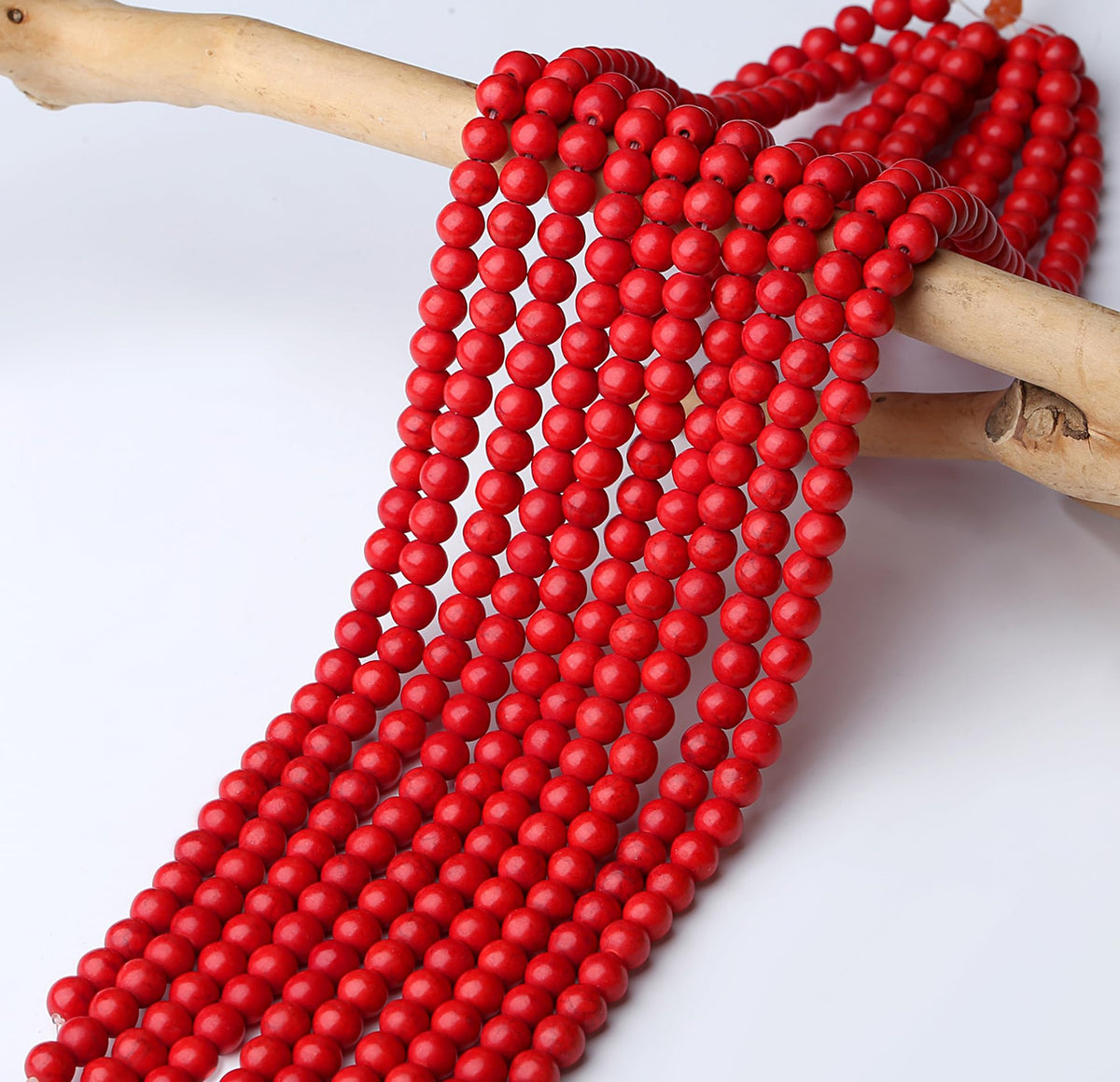 NUKAYAI Natural Red Turquoise Stone Beads 100Pcs 8mm Crystal Beads Loose DIY Round Stone Bead for Bracelet Necklace Earrings Making