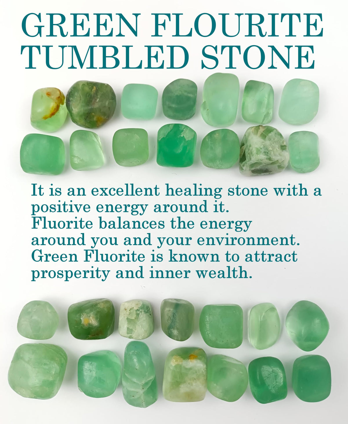 Jet Green Fluorite Tumbled Stone 100gm – Natural Healing Crystal for Focus, Clarity, Study Energy, Aura Cleansing & Positive Vibes – Polished Fluorite Pebbles for Home & Meditation