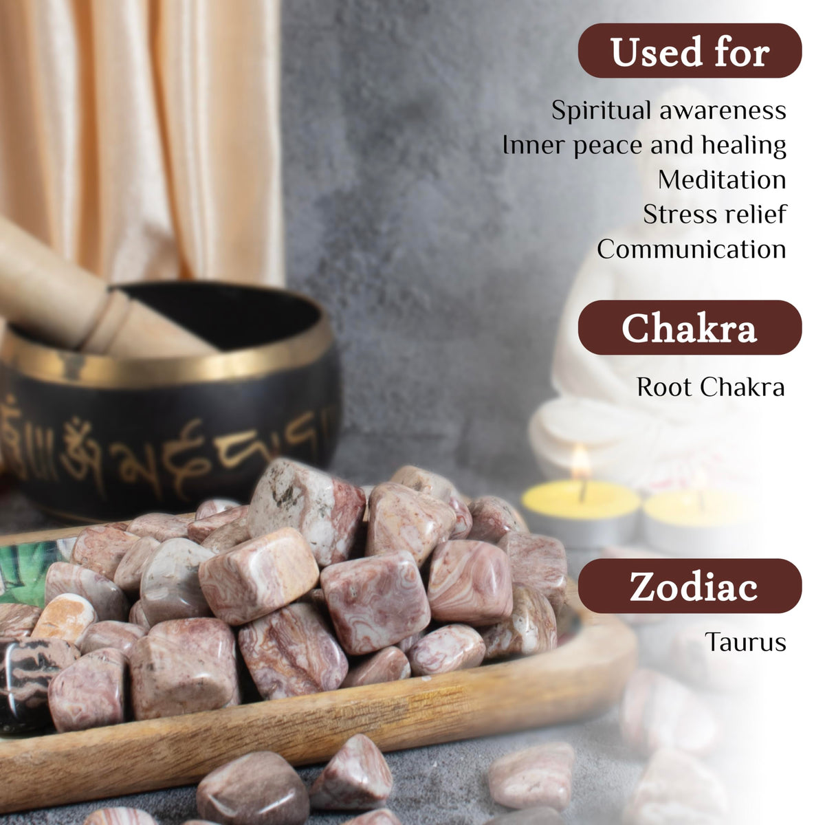 "Crocon 1LB Rosetta Jasper Tumbled Stones and Crystals Bulk 2000+ Carats Natural Crystal Kit for Reiki Healing Crystal Polished, Tumble Stones, Chakra Balancing, Reiki Gift, Home Decor Size : 20mm"
