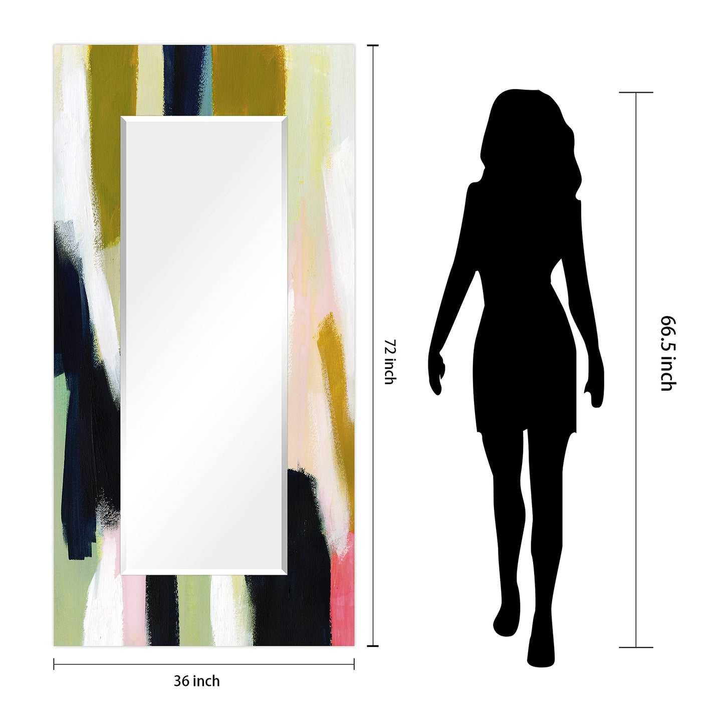 Empire Art Direct Rectangular Beveled Wall Mirror on Multicolor Abstract Printed Temped Glass, Vanity, Bathroom Mirror, Ready to Hang