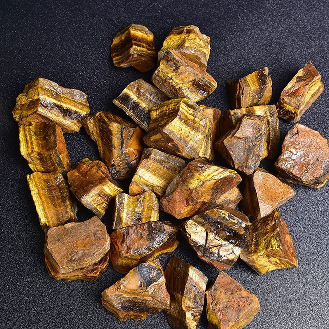 Tiger's Eye Raw Crystals, Large 1.25-2.0" Healing Crystals Natural Rough Stones Crystal for Tumbling, Cabbing, Fountain Rocks, Decoration, Polishing, Wire Wrapping, Wicca & Reiki