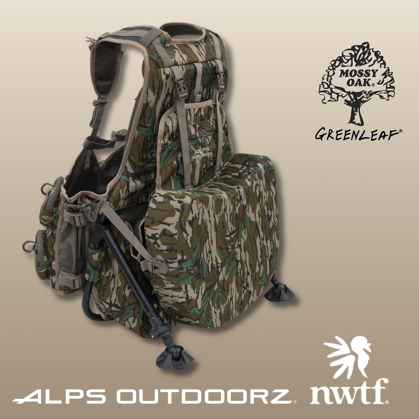 NWTF Grand Slam Turkey Vest from ALPS OutdoorZ – Mossy Oak Greenleaf Lightweight Field Vest with Organized Storage, Comfortable Fit & Durable Construction for Spring Turkey Hunting