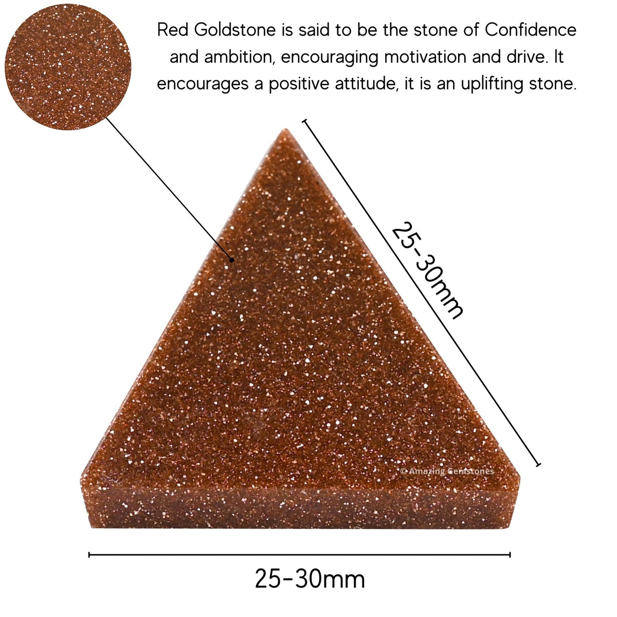 Amazing Gemstone Red Goldstone Pyramid Crystal Healing Stones - 1" Great Pyramid Figurine of Natural Stone Pyramid for Meditation, Reiki, Chakra Balancing and Crystal Pyramids Grid
