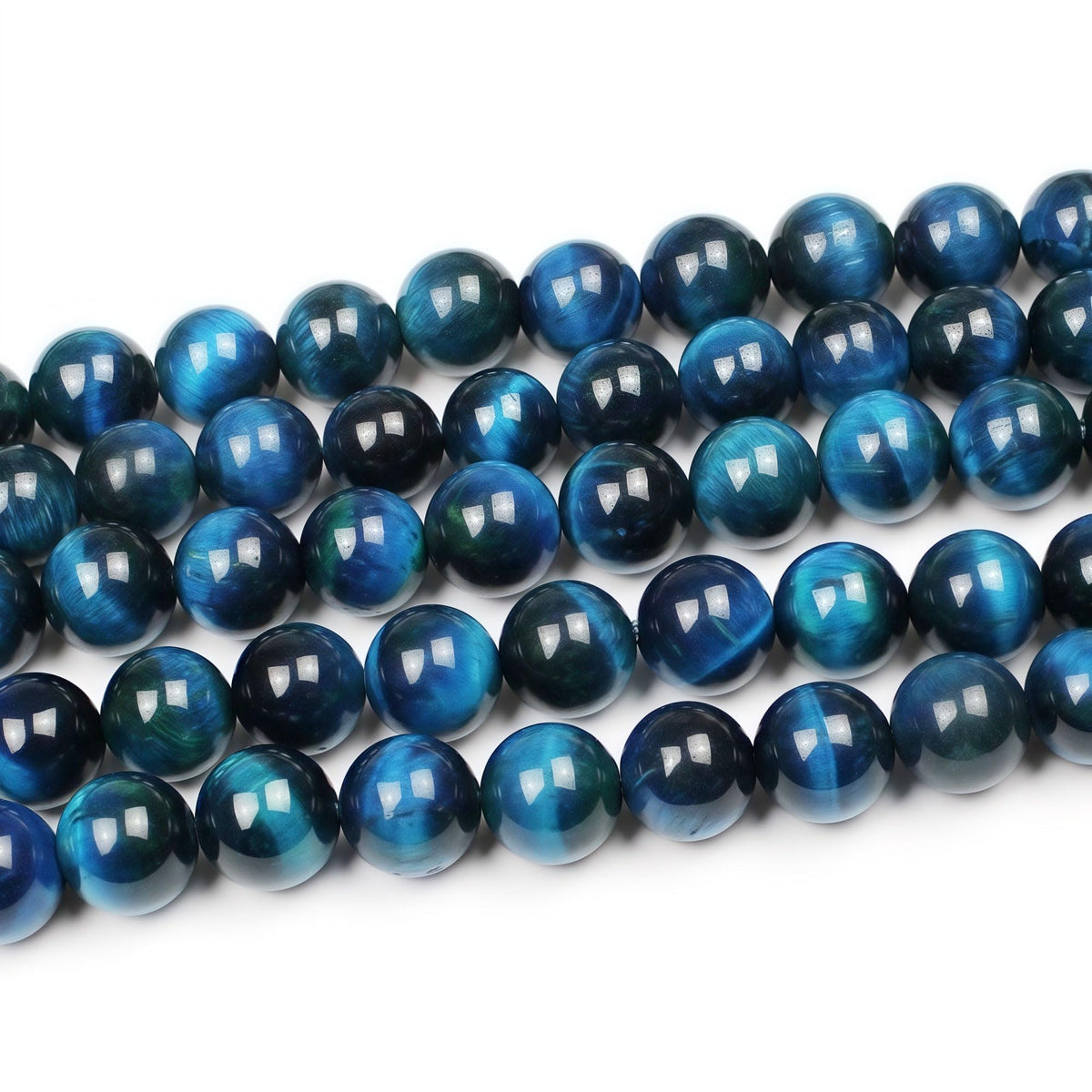 MJDCB Stone Beads 8mm 43pcs Round Sky Blue Tiger's Eye Loose Gemstone Bead Charms for Jewelry Making Bracelet Necklace Earring Pendant