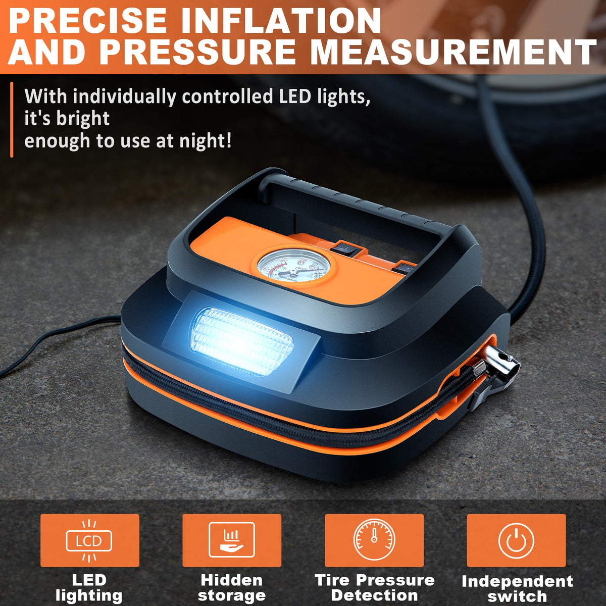 AUTODECO 131 Pieces Car Emergency Safety Kit Bag with Air Compressor Jumper Cable Tire Pressure Gauge Roadside Emergency Car Kit for Vehicles