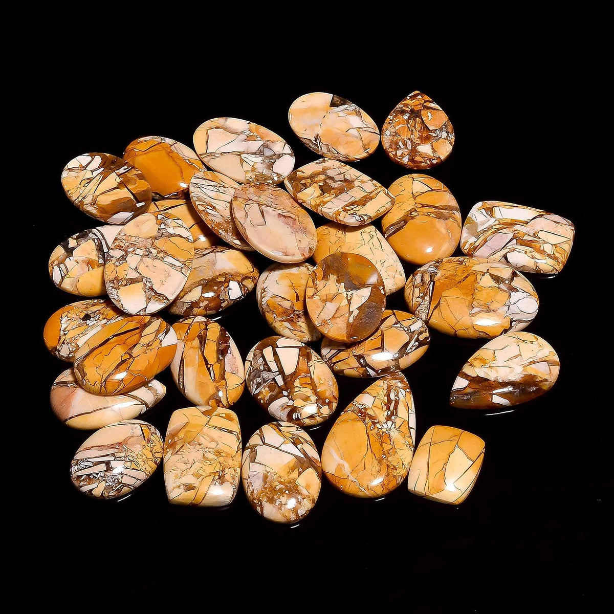 GEMKORA 4pcs Natural Brecciated Mookaite Jasper Gemstone Wholesale Cabochons Lot, Jewelry Making Loose Gemstone, Polished Home Decor, DIY, Wire Wrapping, Reiki, Healing Crystals, Bulk Gemstone Deal