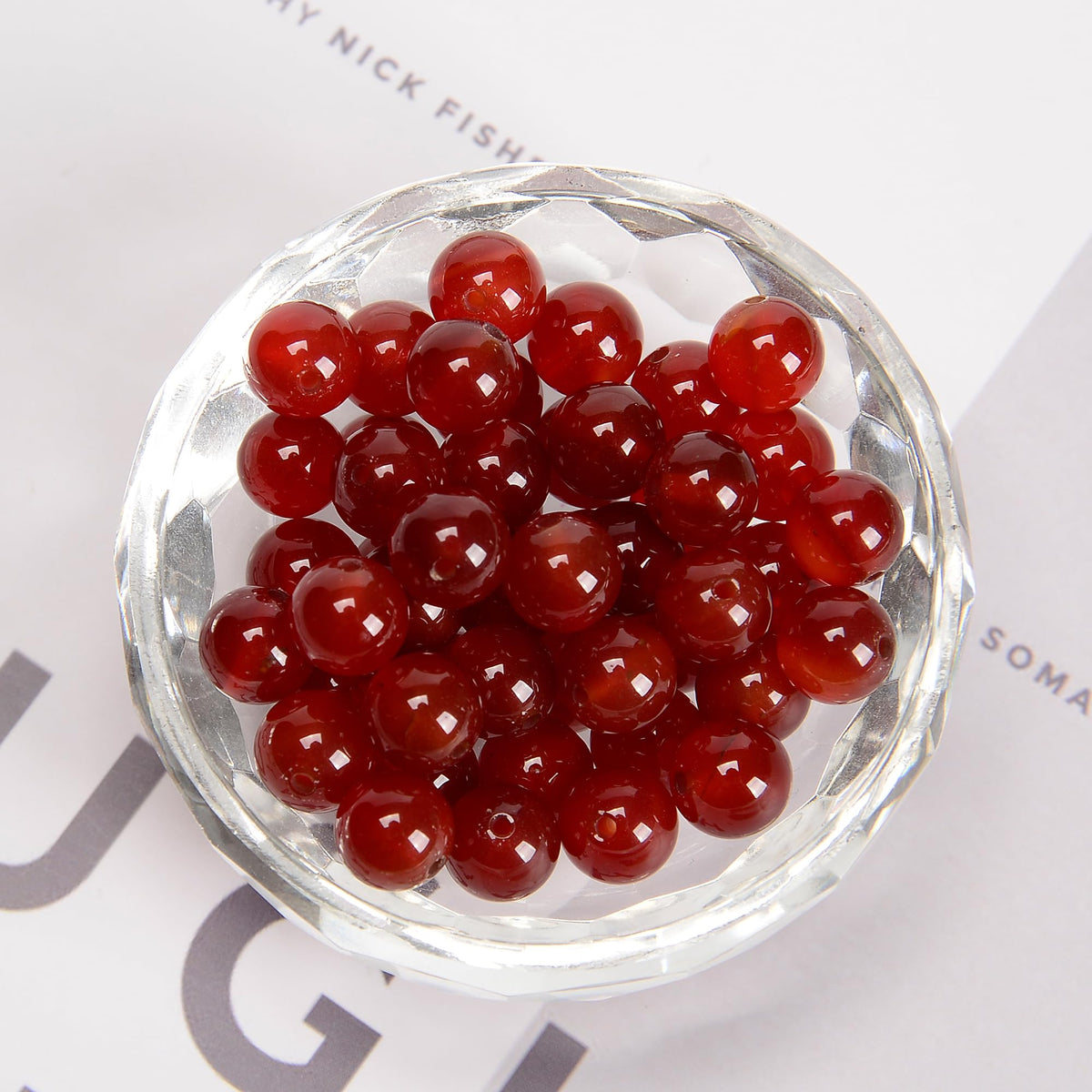 48Pcs 8mm Red Agate Natural Round Loose Real Stone Beads Gemstone Genuine for DIY Hand Made Craft Jewelry Bracelet Earring Necklace String Making Energy Healing Power