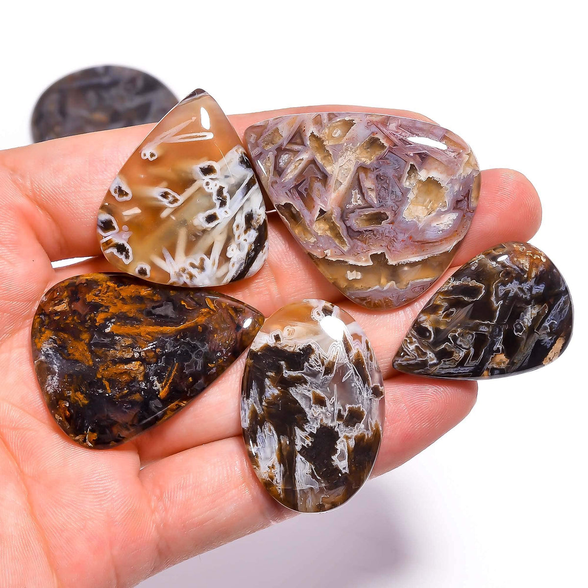 2-3pcs Natural Stick Agate OR Turkish Agate Gemstone Cabochons Wholesale Lot, Jewelry Making Loose Gemstone, Polished Minerals, DIY, Wire Wrapping, Healing Crystals, Bulk Gemstone Deal