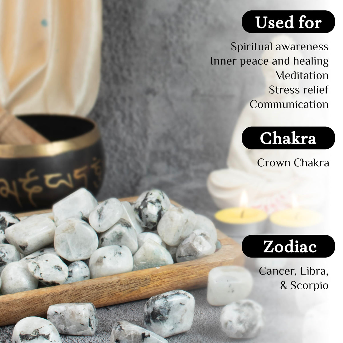 Crocon 1LB Rainbow moonstone tumbled stones and Crystals bulk 2000+ Carats natural Crystal Kit for Reiki Healing Crystal Polished, tumble stones, Chakra Balancing, Reiki Gift, Home Decor Size : 20mm
