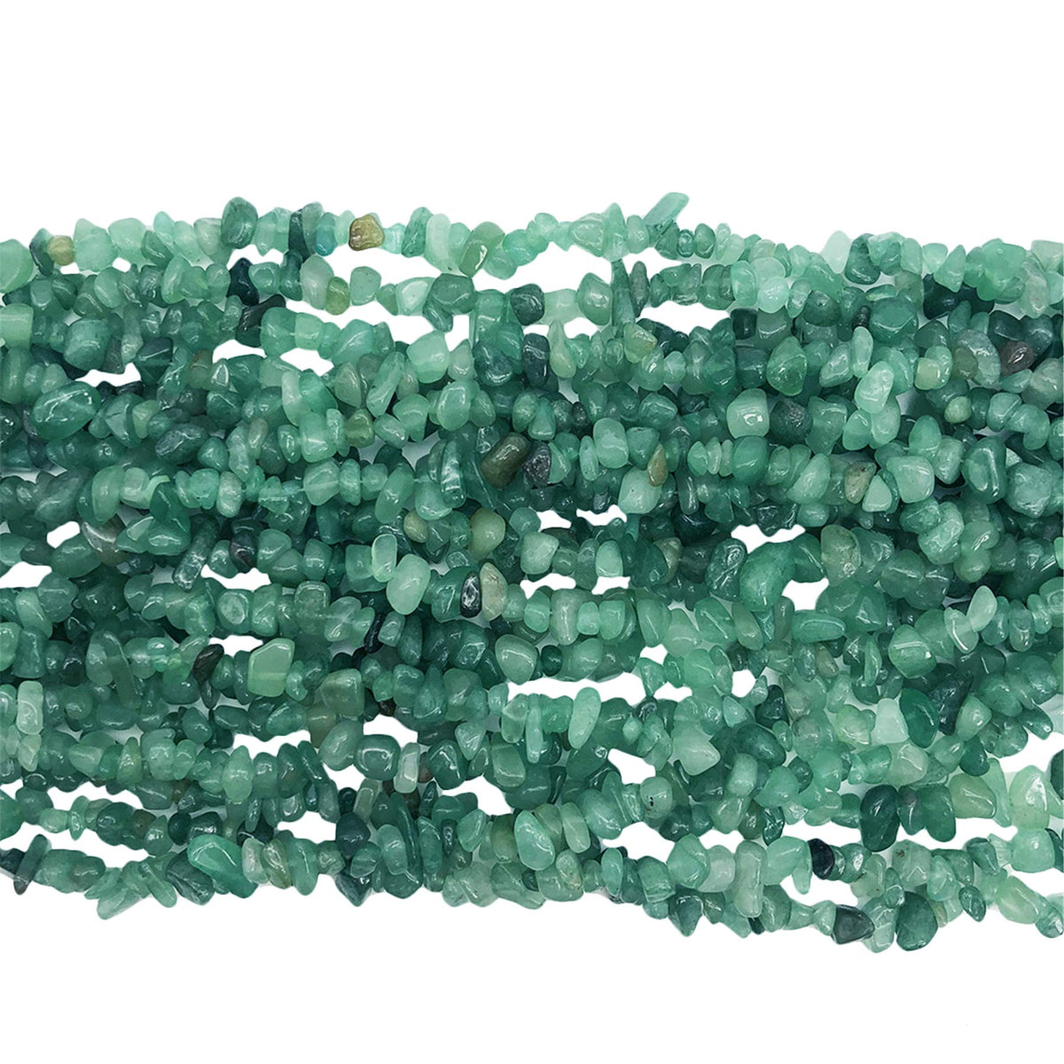 Fekuar 64" Irregular Tumbled Green Aventurine Chip Beads for Jewelry Making, Healing Crystal Drilled Loose Bead Strand DIY Craft Supplies, 5-8mm