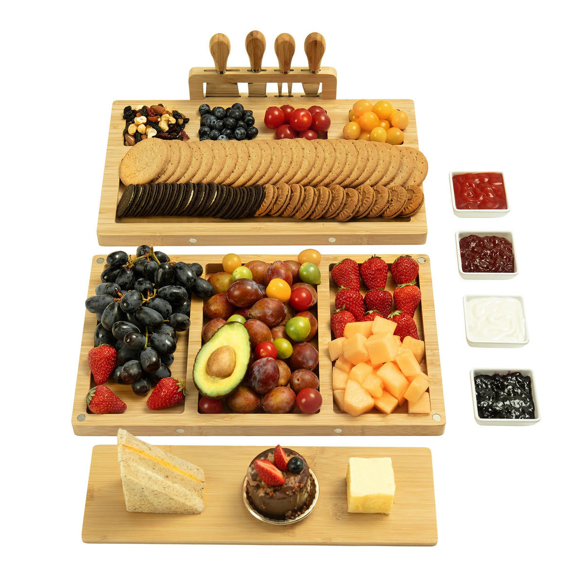 drmvalg Charcuterie Board Cheese Tray Set with Stainless Steel Knives, Slates and Bowls. Gift for Housewarming, Wedding Couple, Bridal Shower (cb001)
