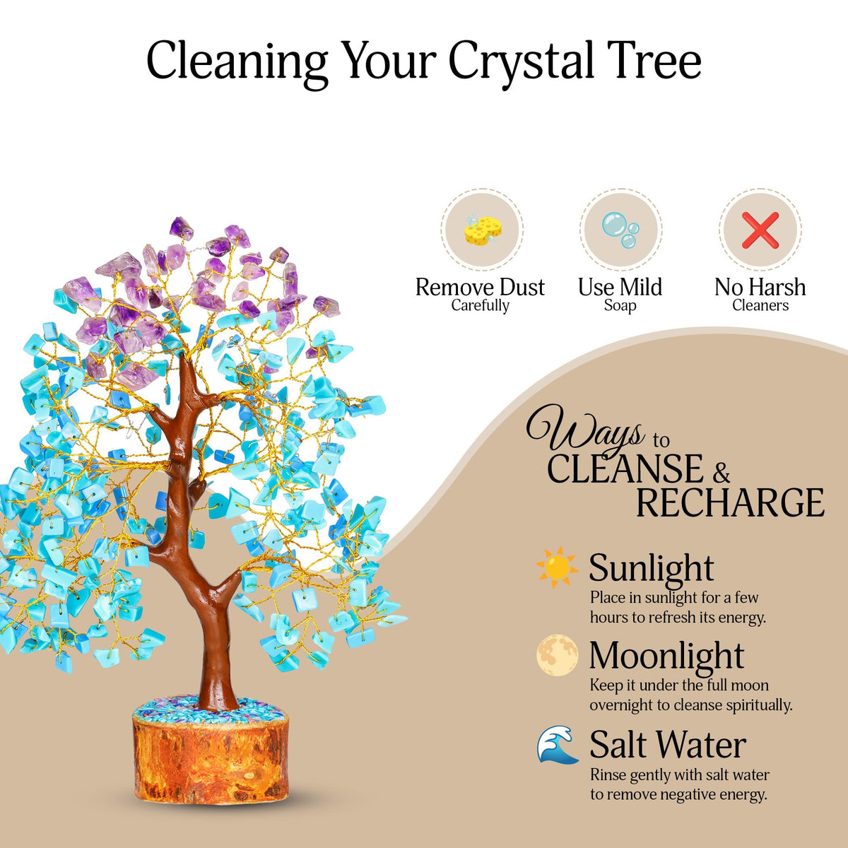 YATSKIA Amethyst and Turquoise Crystal Tree of Life - Crystal Decor - Spiritual Gifts - Crystals Gifts for Women - Gemstones and Crystals